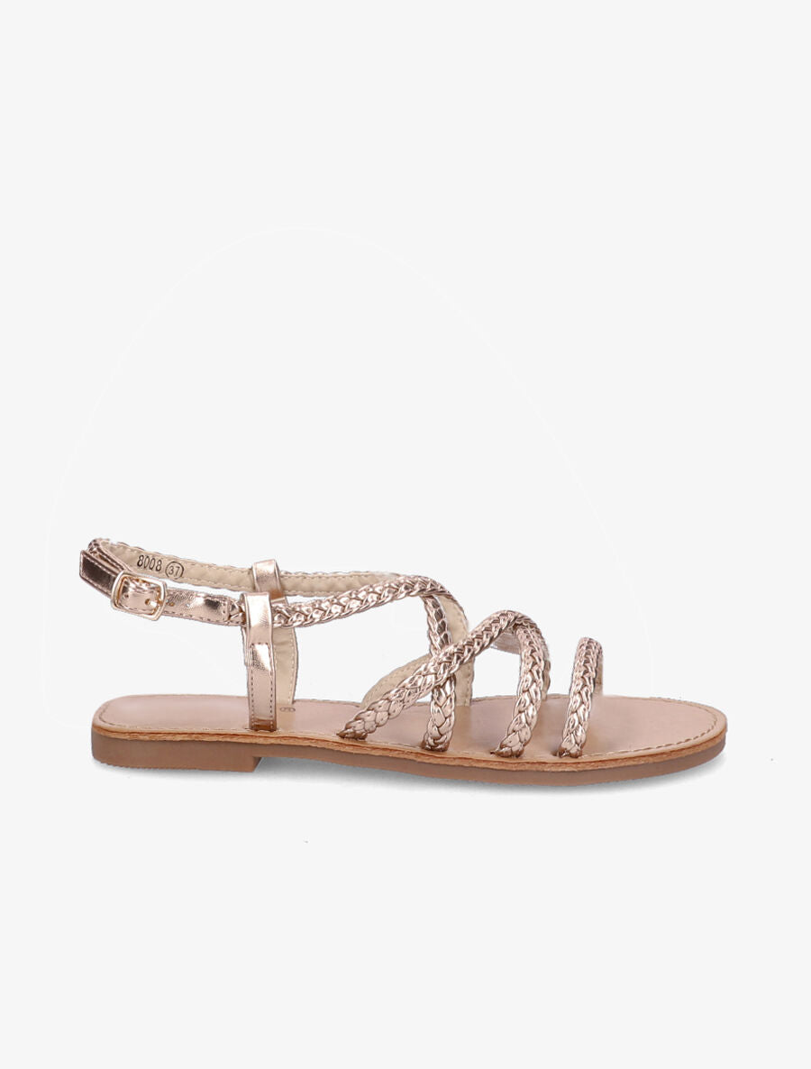 Sandales plates tressées - Rose gold - 2