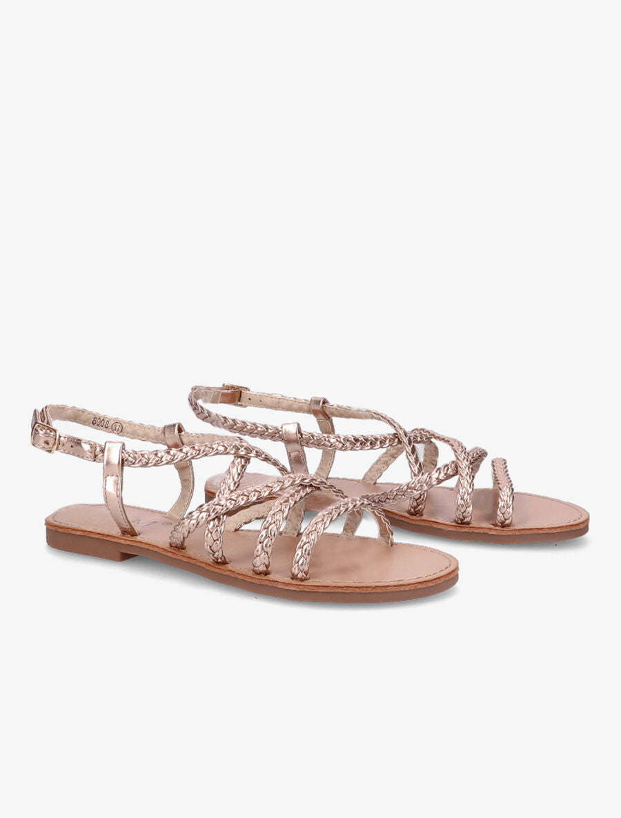 Sandales plates tressées - Rose gold - 4