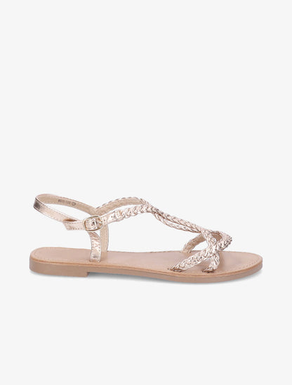 Sandales plates à brides tressées et croisées - Rose gold - 2