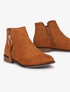 Bottines plates en suédine à zip décoratif - Camel - 1