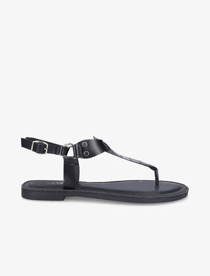 Nu pieds à bride en T effet croco - Noir - 2