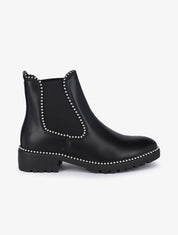 Boots à semelles crantées et détail billes - Noir/argent - 5