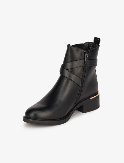 Bottines à détails dorés - Noir - 4