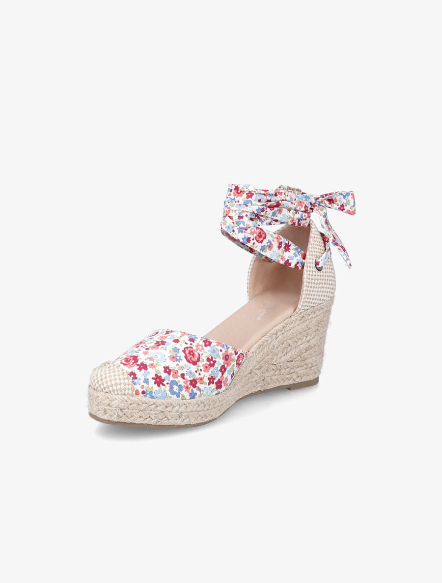 Espadrilles compensées imprimé fleuri - Rose - 3