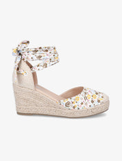 Espadrilles compensées imprimé fleuri - Beige - 5