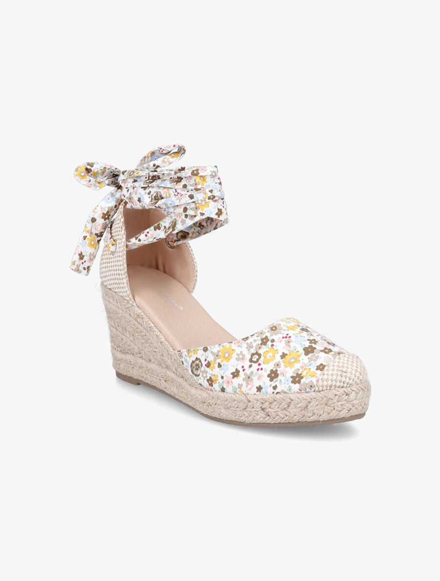 Espadrilles compensées imprimé fleuri - Beige - 2