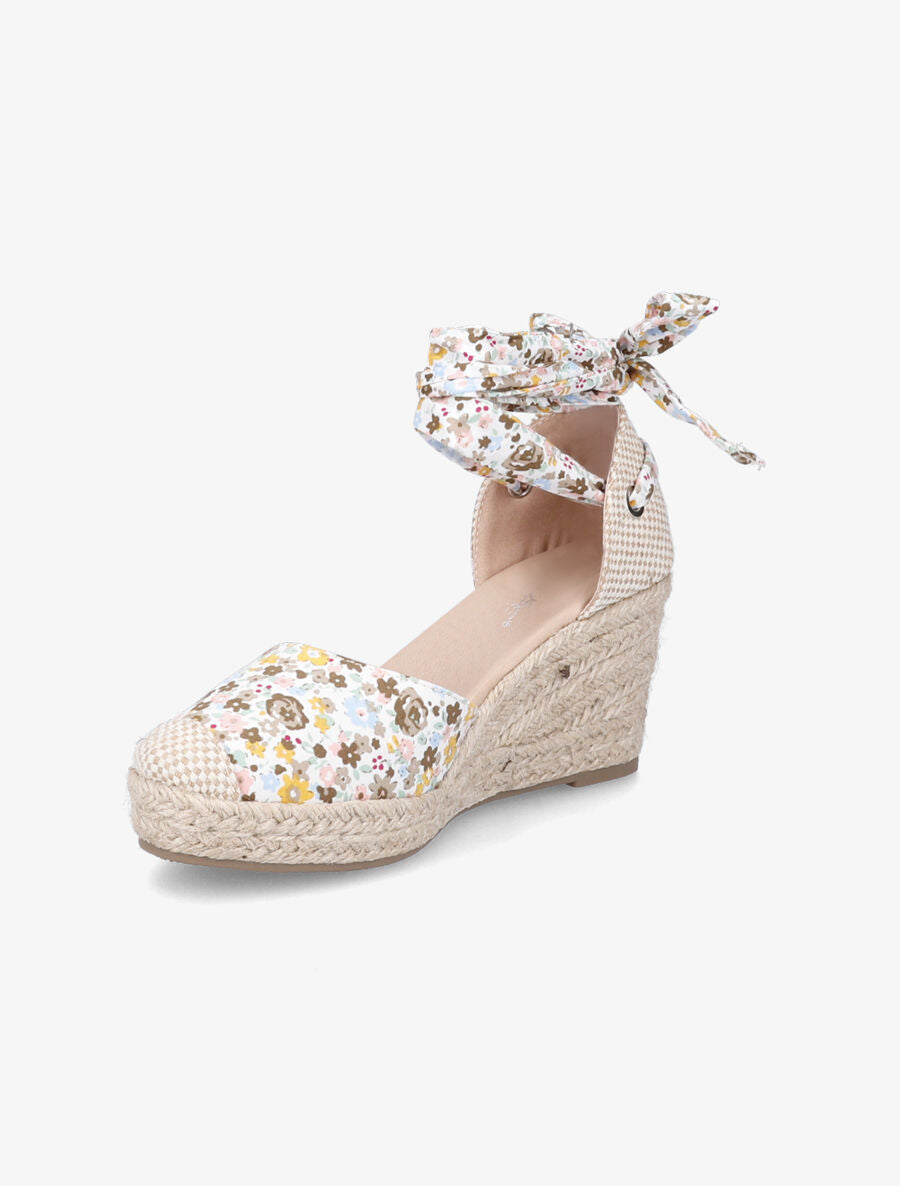 Espadrilles compensées imprimé fleuri - Beige - 3