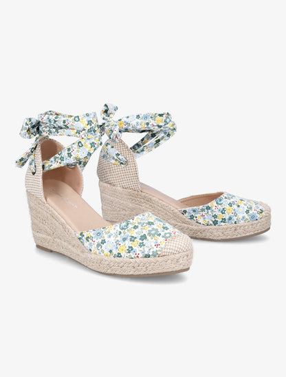 Espadrilles compensées imprimé fleuri - Vert - 4