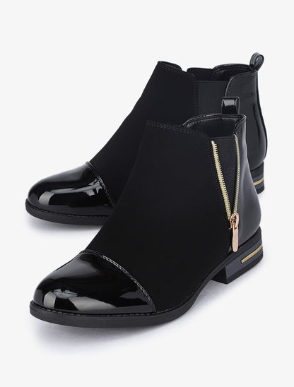 Bottines plates à bouts et contreforts vernis - Noir - 4