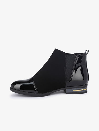 Bottines plates à bouts et contreforts vernis - Noir - 3