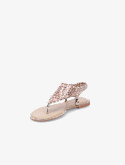 Nu-pieds à brides en T à strass - Rose gold - 2