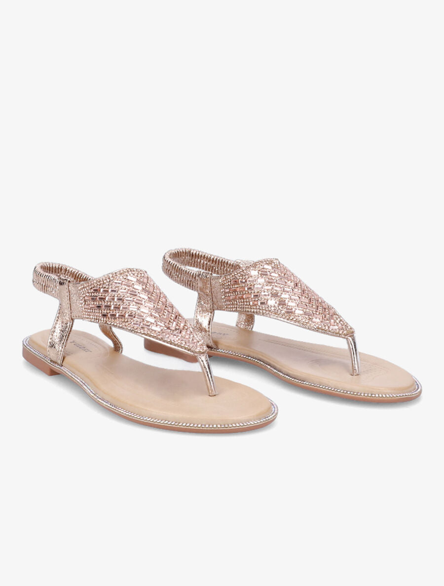 Nu-pieds à brides en T à strass - Rose gold - 4