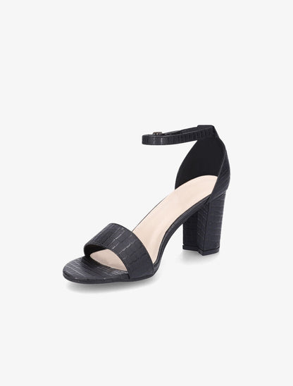 Sandales en simili mat effet croco - Noir - 3