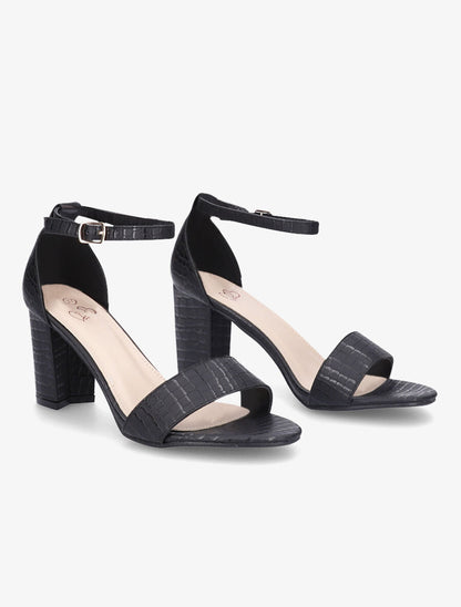 Sandales en simili mat effet croco - Noir - 4