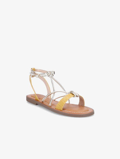 Nu-pieds à ganses stylisées - Moutarde - 1