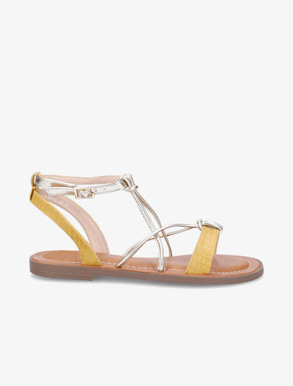 Nu-pieds à ganses stylisées - Moutarde - 3