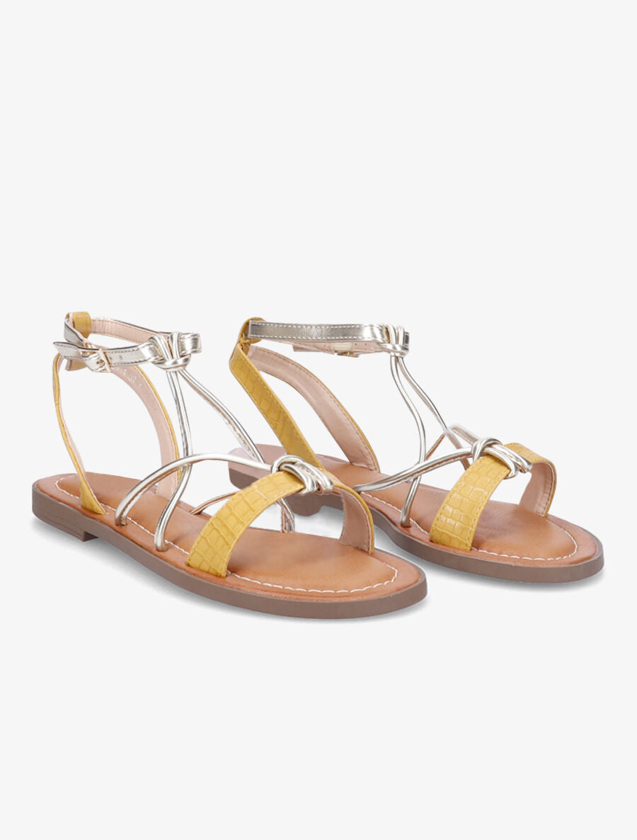 Nu-pieds à ganses stylisées - Moutarde - 4