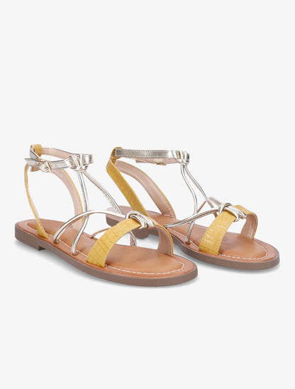 Nu-pieds à ganses stylisées - Moutarde - 4