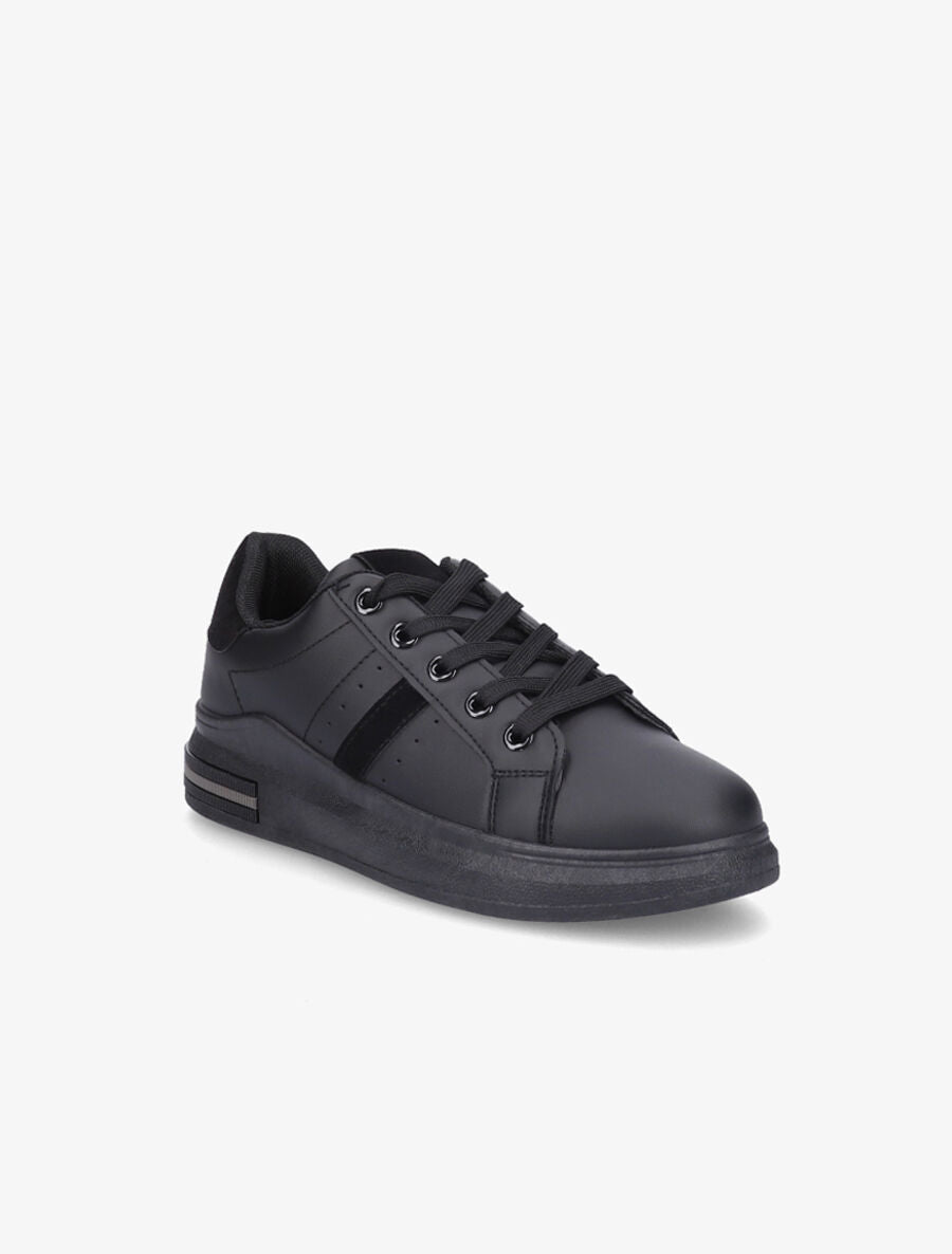 Sneakers en simili à bandes suédées - Noir - 2