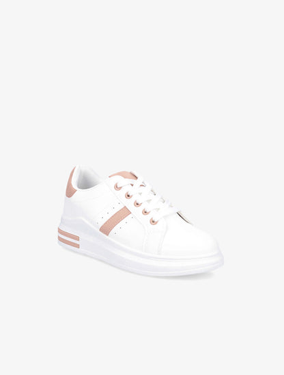 Sneakers en simili à bandes suédées - Rose - 2