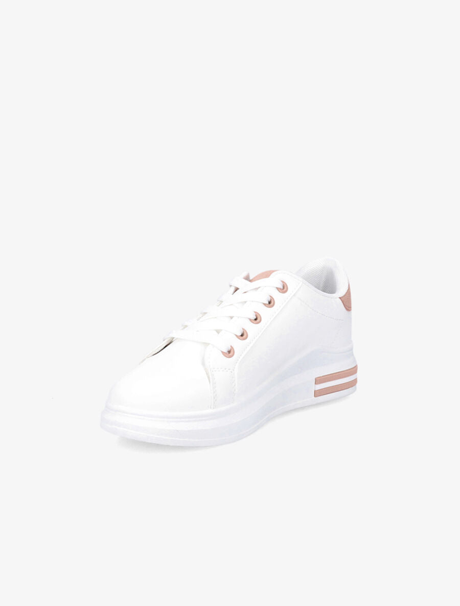 Sneakers en simili à bandes suédées - Rose - 3