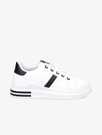 Sneakers en simili à bandes suédées - Noir/blanc - 1