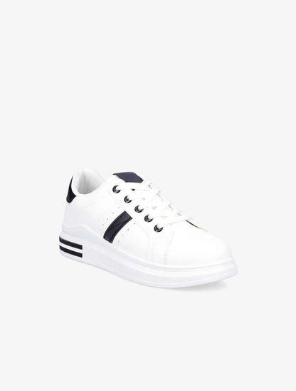 Sneakers en simili à bandes suédées - Noir/blanc - 2