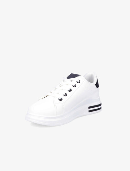 Sneakers en simili à bandes suédées - Noir/blanc - 3