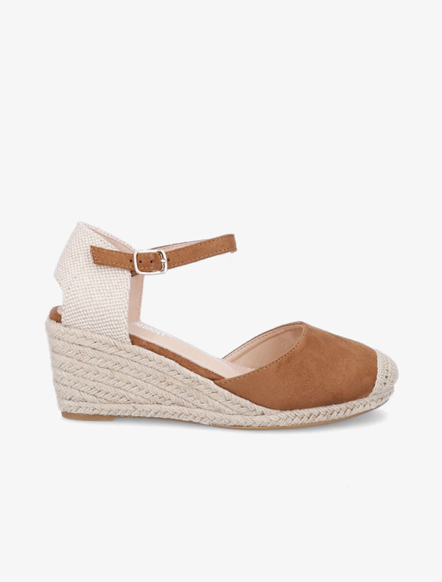 Espadrilles compensées en suédine - Camel - 1