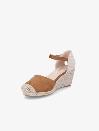 Espadrilles compensées en suédine - Camel - 3
