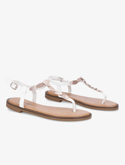 Nu-pieds à médailles style feuilles - Blanc - 4