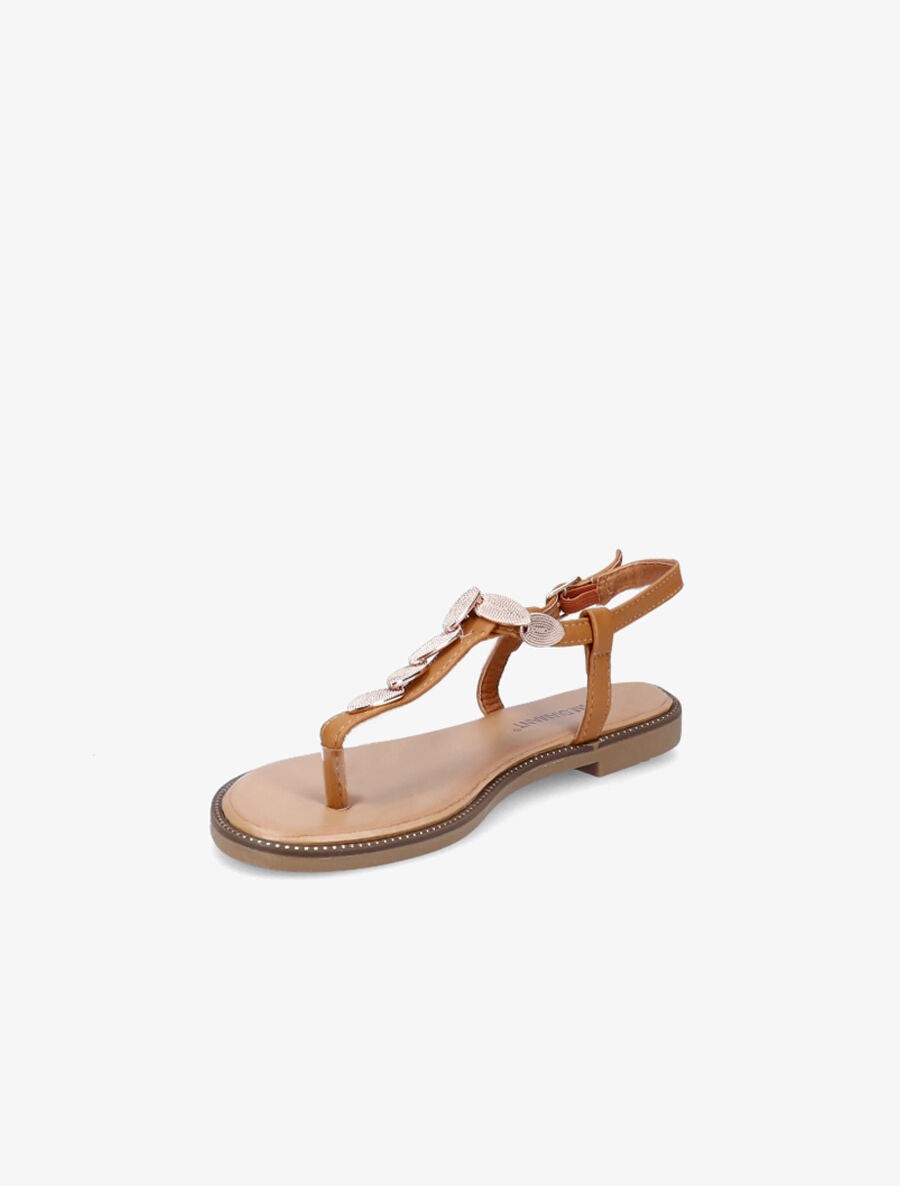 Nu-pieds à médailles style feuilles - Camel - 3