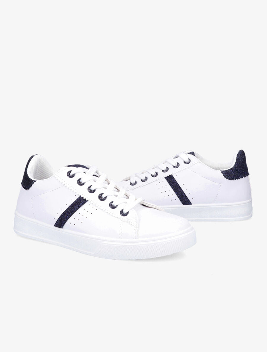 Sneakers à contrefort pailleté - Blanc/bleu - 4