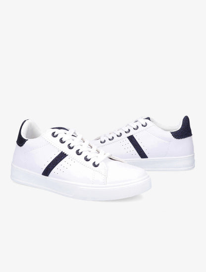Sneakers à contrefort pailleté - Blanc/bleu - 4