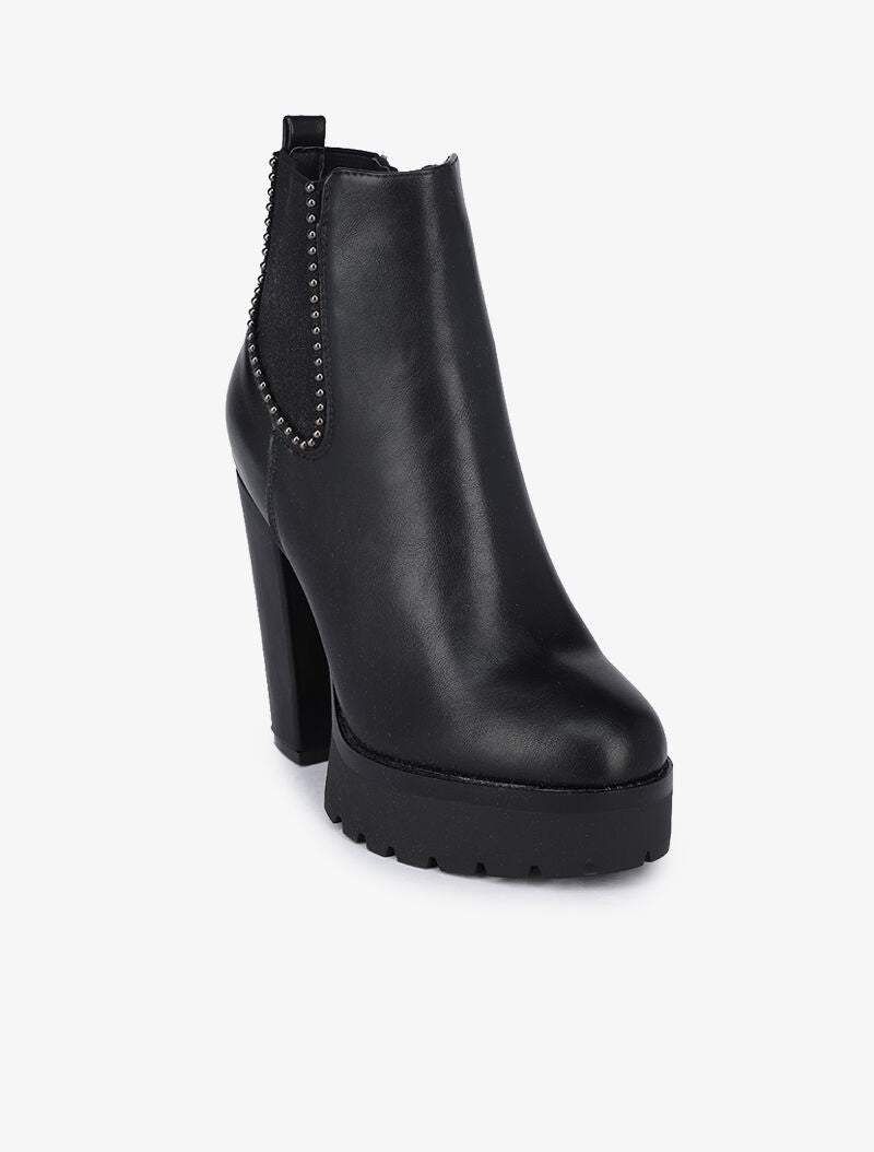 Bottines à plateforme et détail perles - Noir - 3
