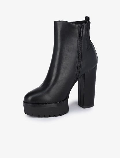 Bottines à plateforme et détail perles - Noir - 4