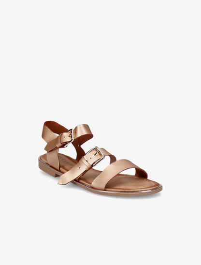 Nu-pieds en simili à double boucles - Rose gold - 1