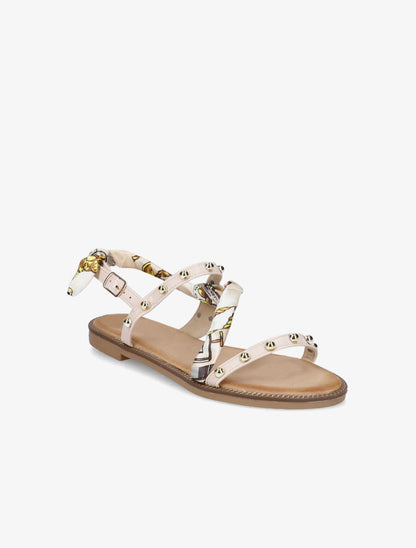 Nu-pieds à clous et foulard - Beige - 1