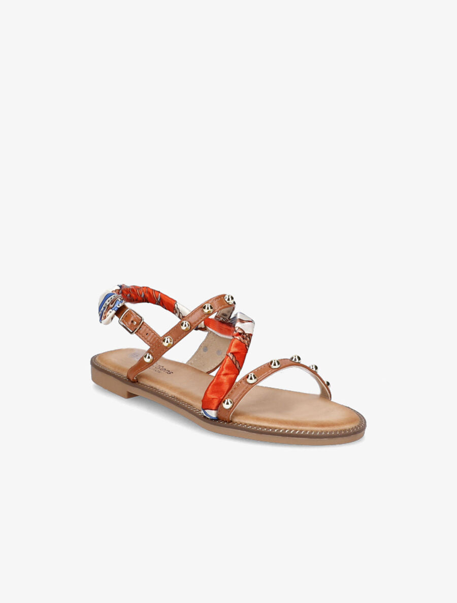 Nu-pieds à clous et foulard - Camel - 2