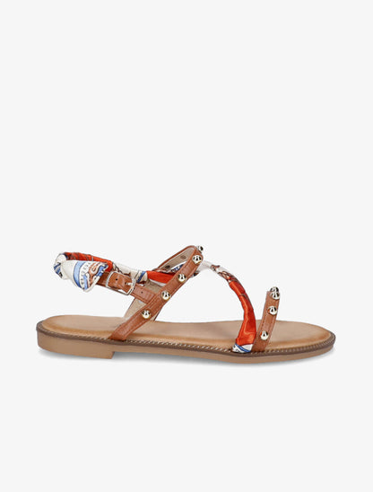 Nu-pieds à clous et foulard - Camel - 3