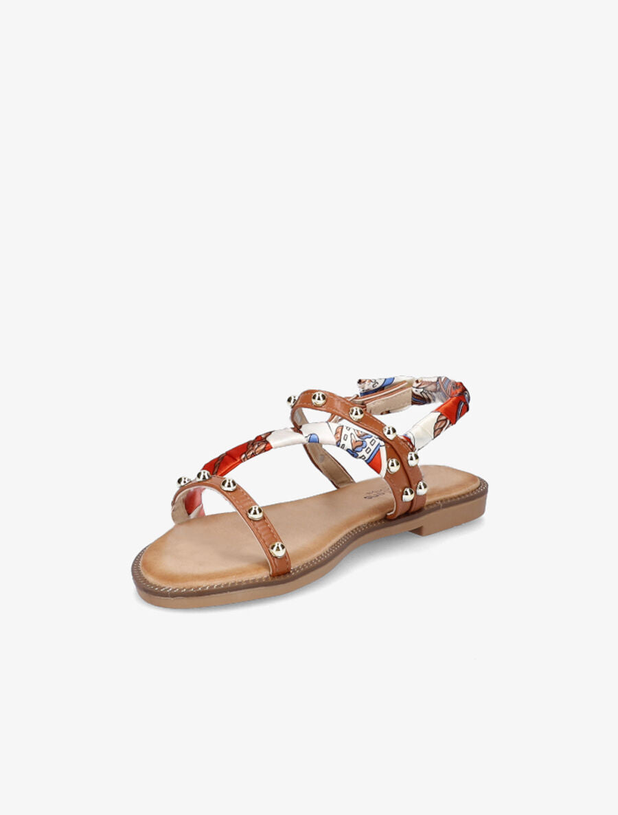 Nu-pieds à clous et foulard - Camel - 4