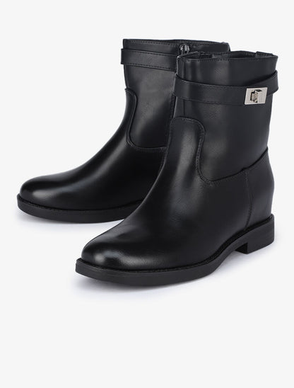 Bottines montantes à sangles à fermoir - Noir - 1
