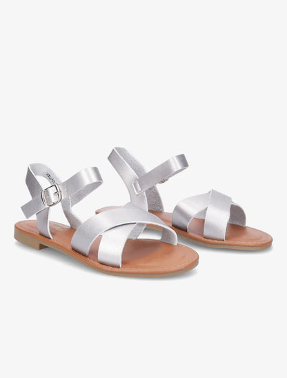 Nu-pieds à brides croisées - Argent - 4