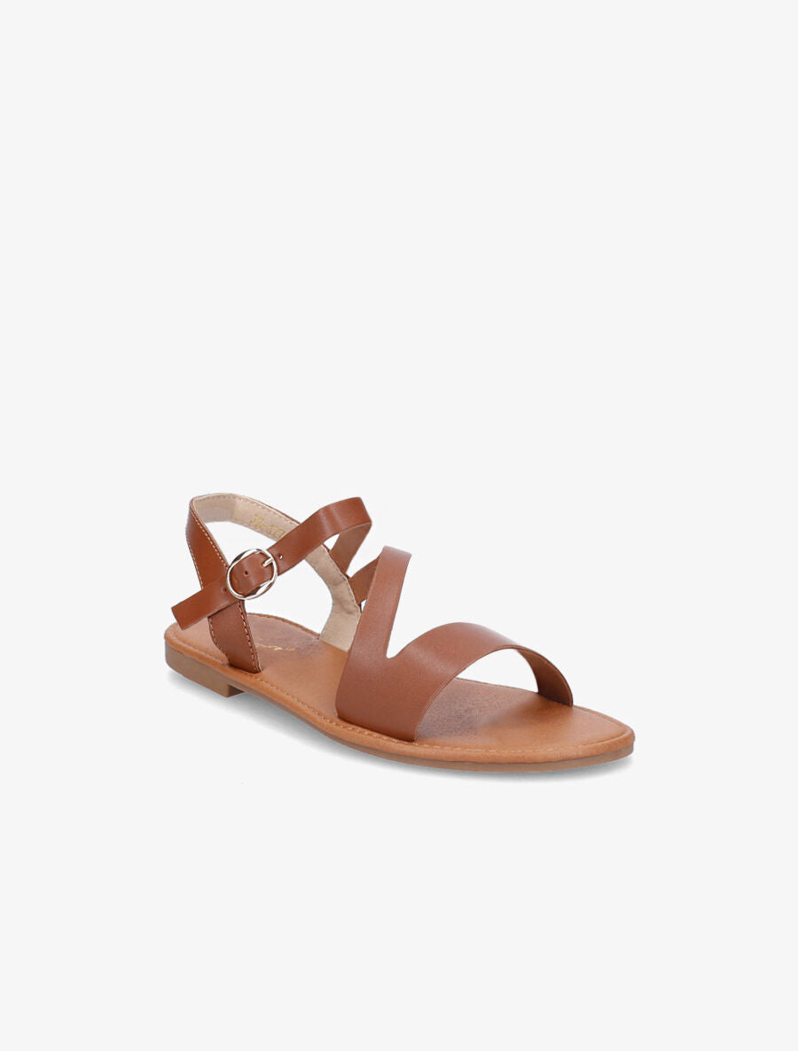 Nu-pieds à lanières asymétriques - Camel - 2