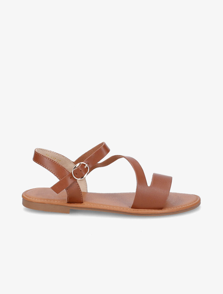 Nu-pieds à lanières asymétriques - Camel - 4