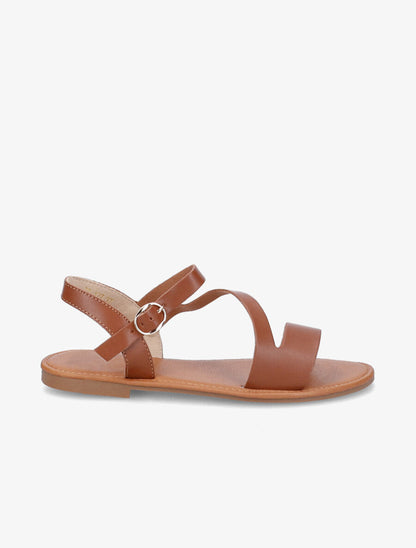 Nu-pieds à lanières asymétriques - Camel - 4