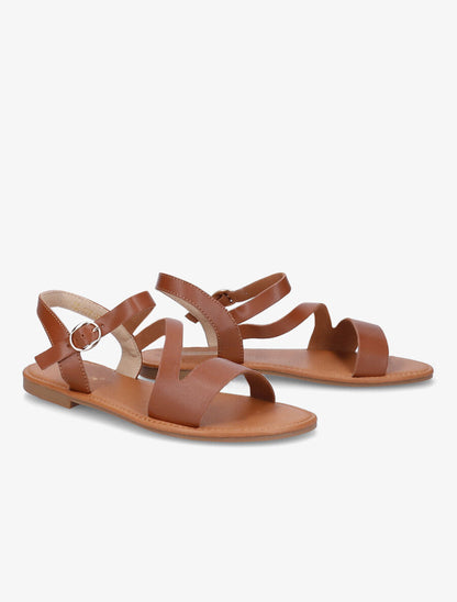 Nu-pieds à lanières asymétriques - Camel - 5