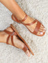 Nu-pieds à lanières asymétriques - Camel - 1