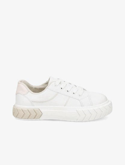Sneakers à plateforme graphique - Beige - 1