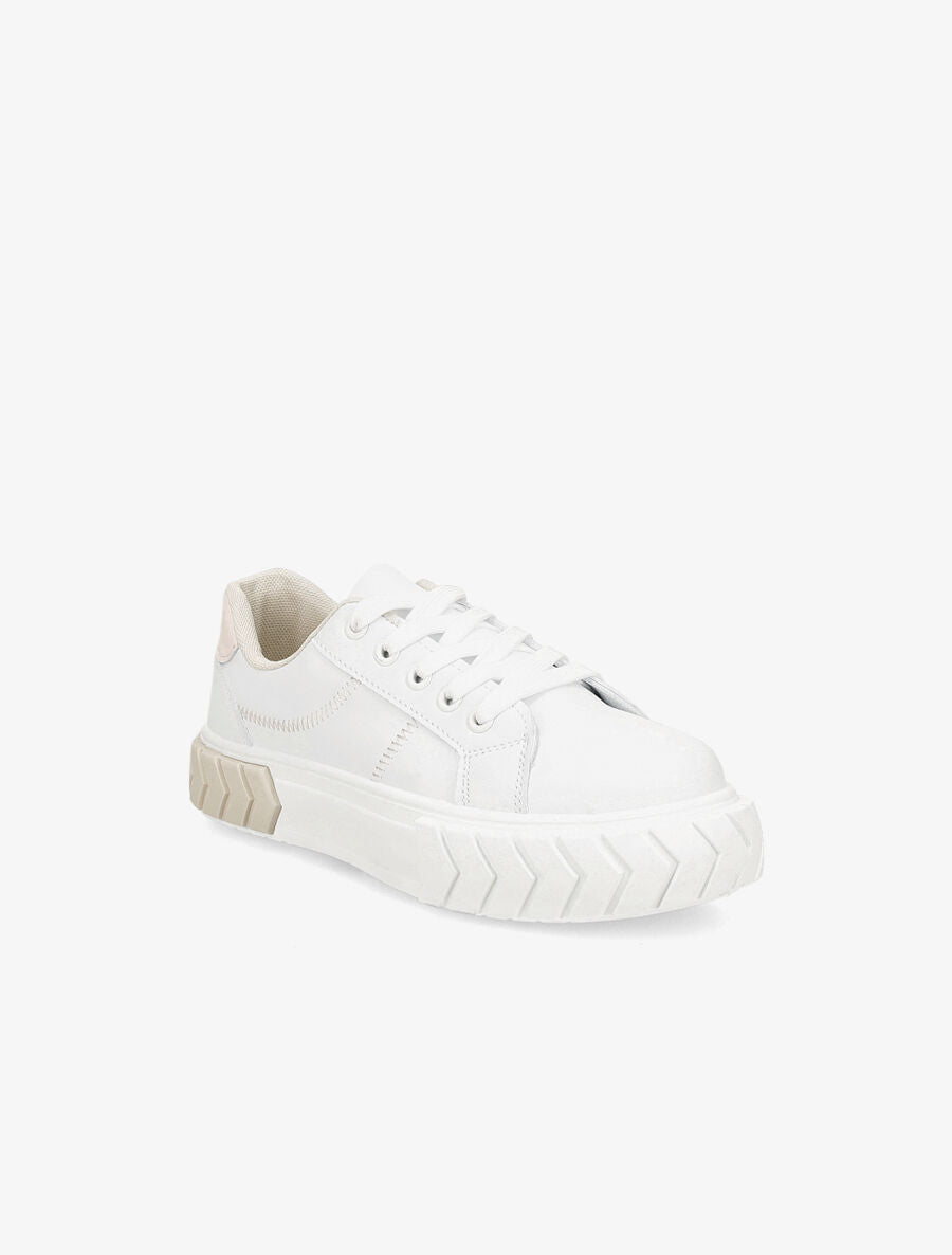 Sneakers à plateforme graphique - Beige - 2